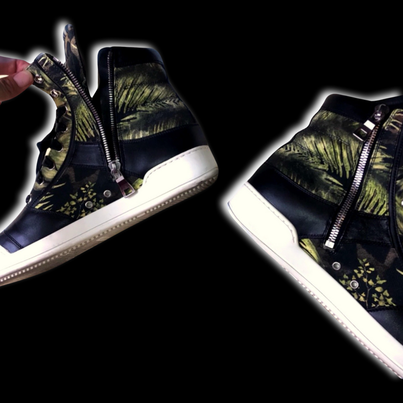 Balmain Black Off-White Jungle Safari Tropical Sneakers