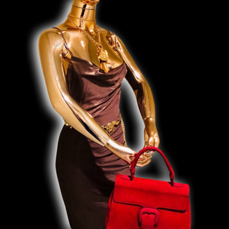 Jean Paul Gaultier Vintage Red Suede Briefcase Handbag