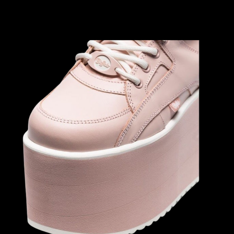 Buffalo London Towers High Pink Leather Platform Sneakers