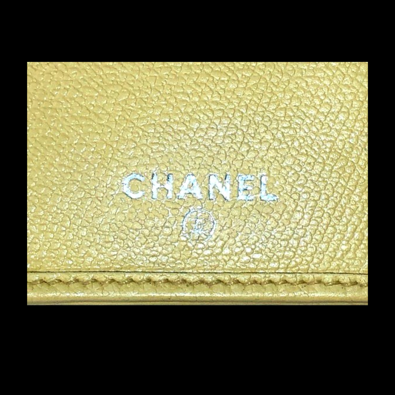 Vintage Chanel Y2K Yellow Caviar Leather Long Wallet