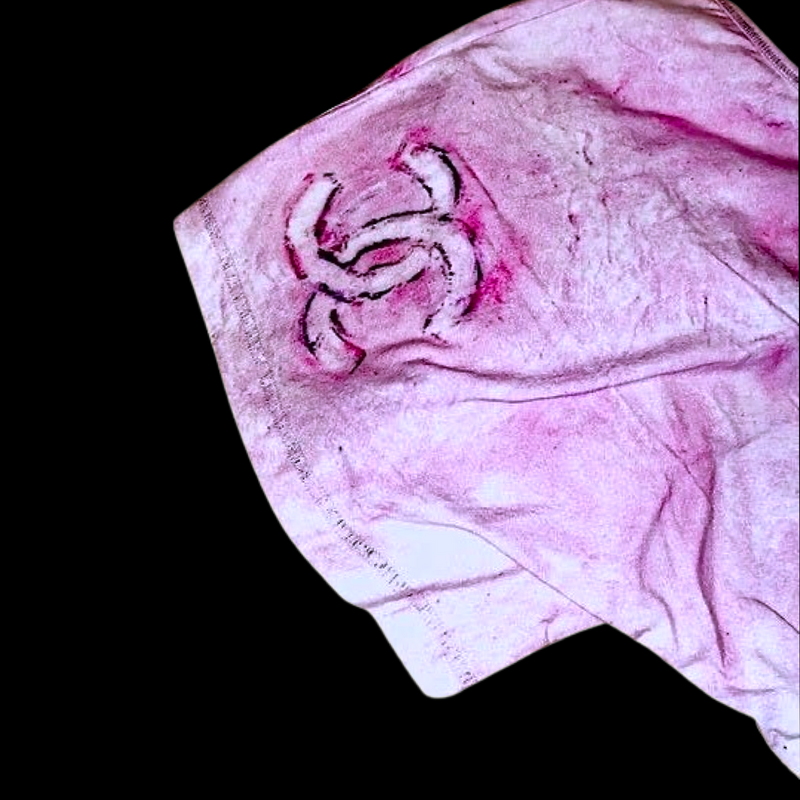 CHANEL Pink And White Tie Dye Runway Cruise Collection Monogram Logo Shirt