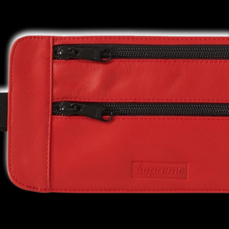 Authentic Supreme Red Leather Crossbody Shoulder Pouch