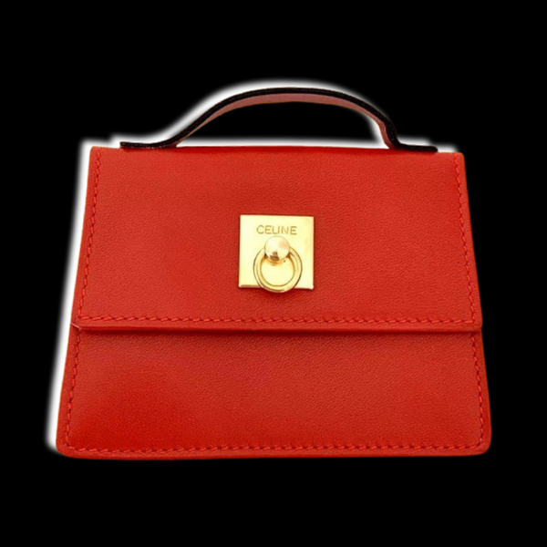 Celine RARE Vintage Orange Red Leather Micro Mini Purse