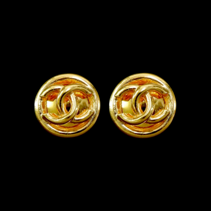 Vintage Chanel 80's Gold 'CC' Logo Clip On Earrings