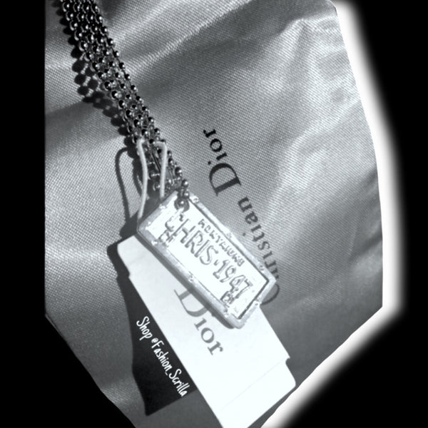 Dior By John Galliano Vintage Limited Edition Silver Ball Chain Choker - ID - Dog Tag Choker Necklace