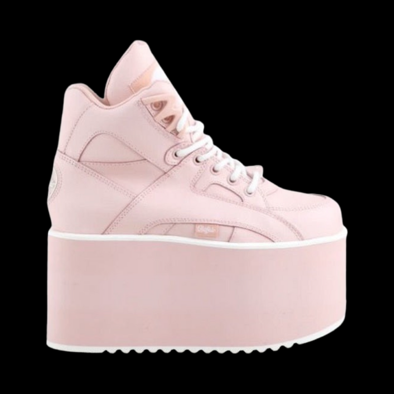 Buffalo London Towers High Pink Leather Platform Sneakers