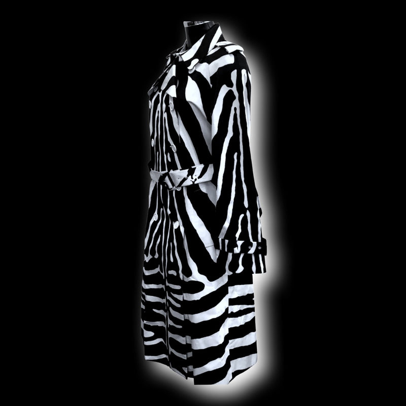 DIOR Vintage JazzClub Trench Coat Black & White Zebra Print Design