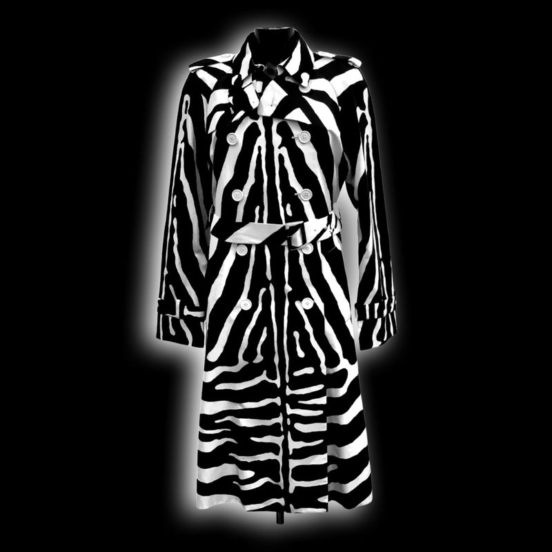 DIOR Vintage JazzClub Trench Coat Black & White Zebra Print Design