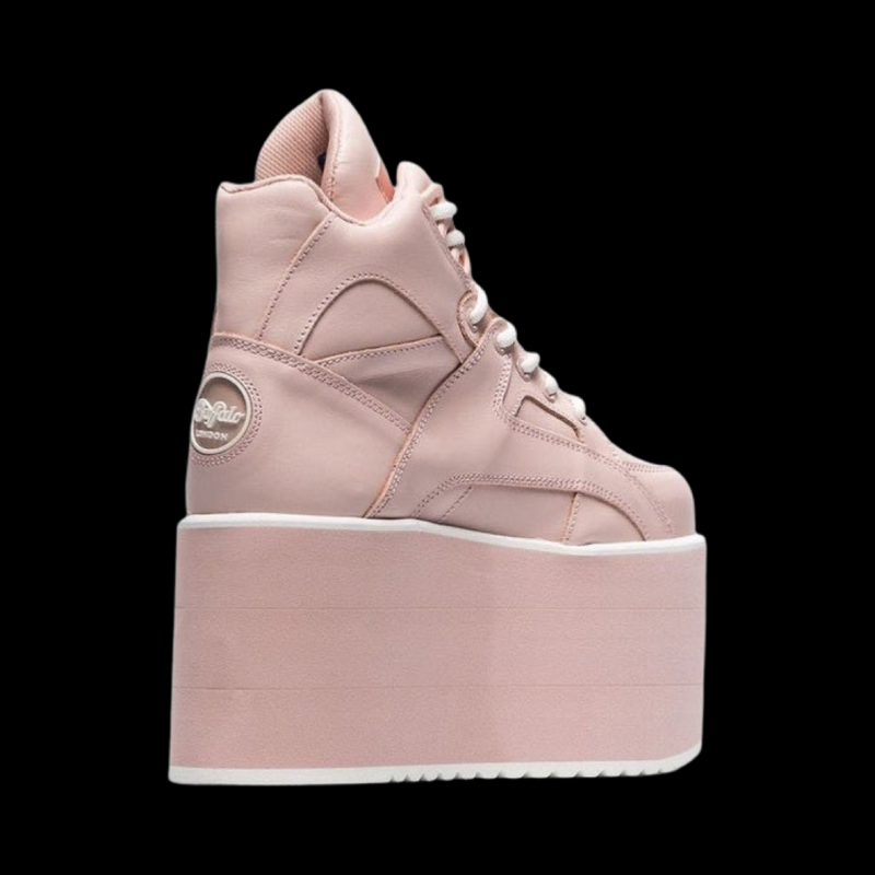 Buffalo London Towers High Pink Leather Platform Sneakers