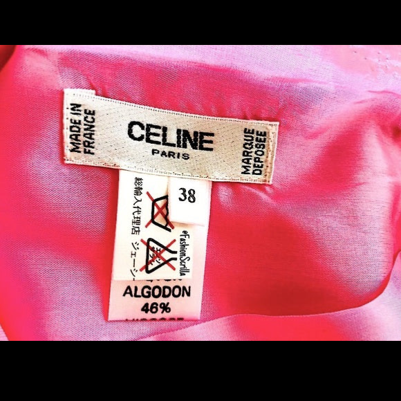 Vintage Celine Pink Skirt With Attached Hanging Gold Chain Spelled Out Logo Pendant Charm Belt