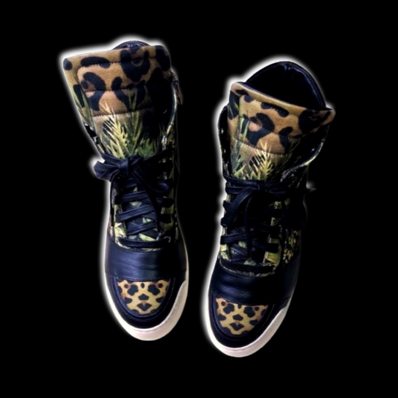 Balmain Black Off-White Jungle Safari Tropical Sneakers