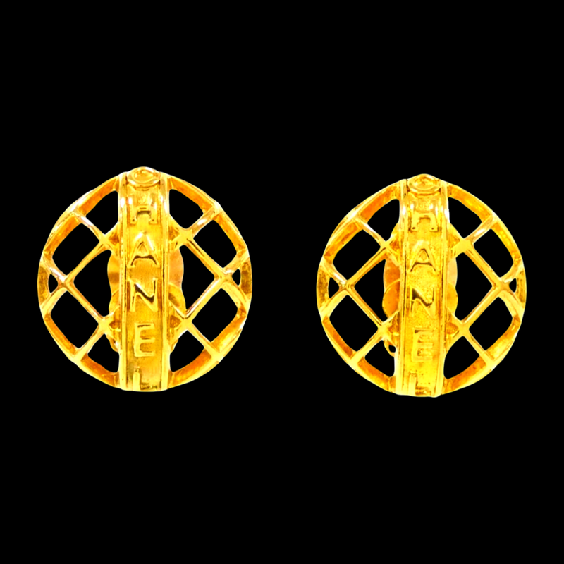 Vintage CHANEL 1980’s Gold Caged Clip on earrings