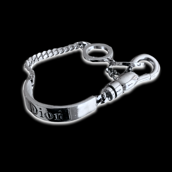 Vintage Dior By John Galliano Silver Hard Core Gambler Logo ID Curb Link Bracelet