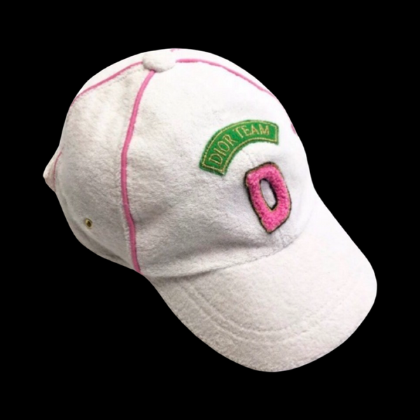 Vintage Christian Dior White Pink Green Logo Baseball Sport Cap Hat