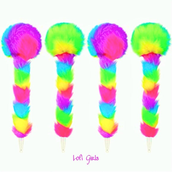 Unicorn Rainbow Cotton Lofi Girls Fur Candy Pen