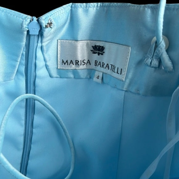 Vintage Marisa Baratelli Pure Silk Baby Blue Cocktail Mini Dress