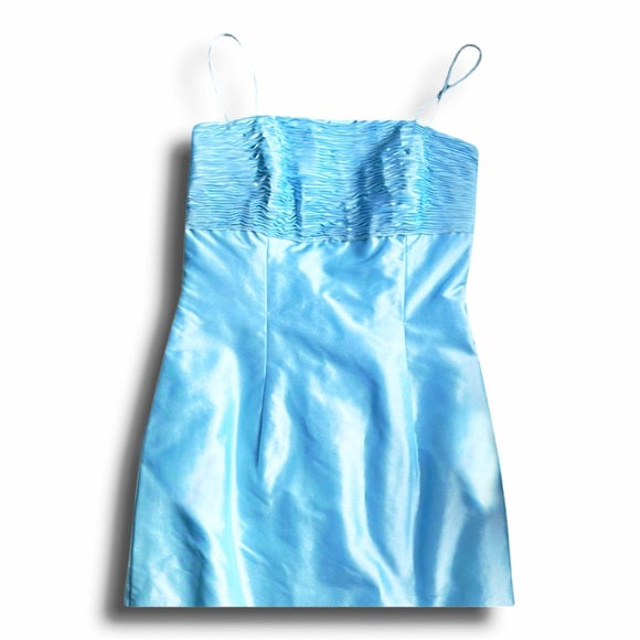 Vintage Marisa Baratelli Pure Silk Baby Blue Cocktail Mini Dress