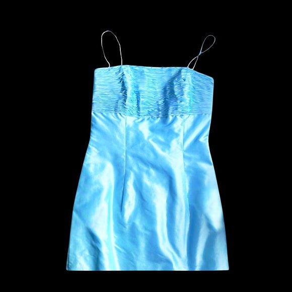 Vintage Marisa Baratelli Pure Silk Baby Blue Cocktail Mini Dress