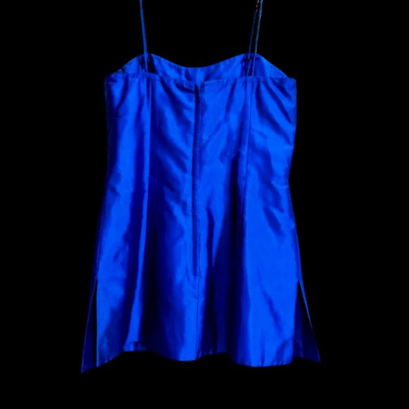 Vintage Marisa Baratelli Pure Silk Cobalt Blue Cocktail Tunic Mini Dress