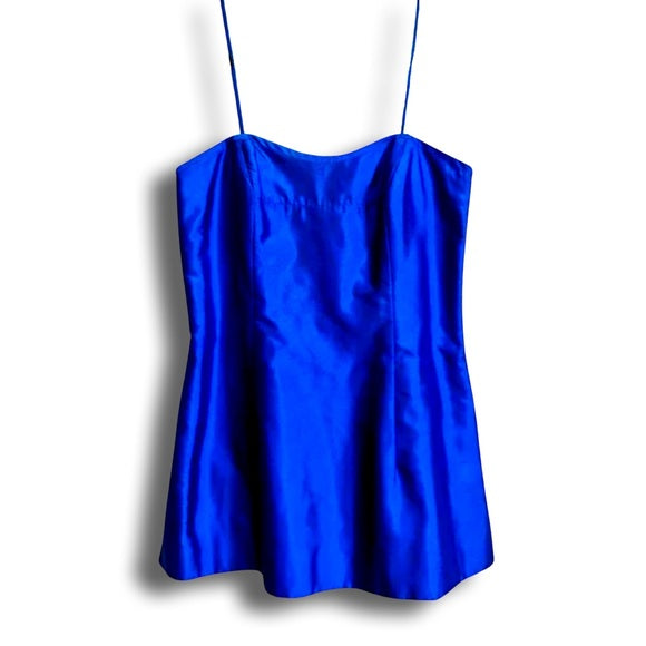 Vintage Marisa Baratelli Pure Silk Cobalt Blue Cocktail Tunic Mini Dress