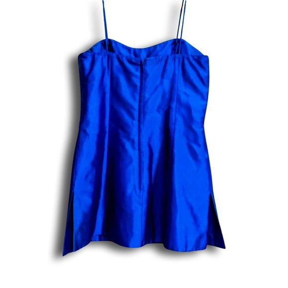 Vintage Marisa Baratelli Pure Silk Cobalt Blue Cocktail Tunic Mini Dress