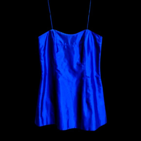 Vintage Marisa Baratelli Pure Silk Cobalt Blue Cocktail Tunic Mini Dress