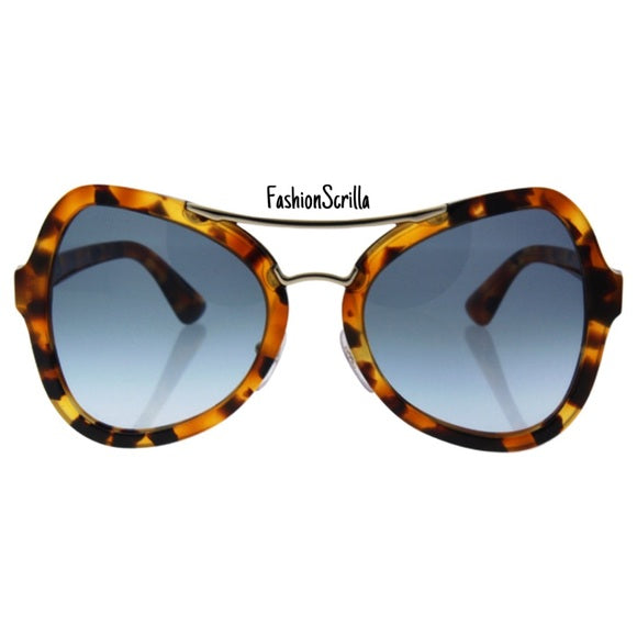 Prada Havana Tortoise Gradient Blue Lens Sunglasses