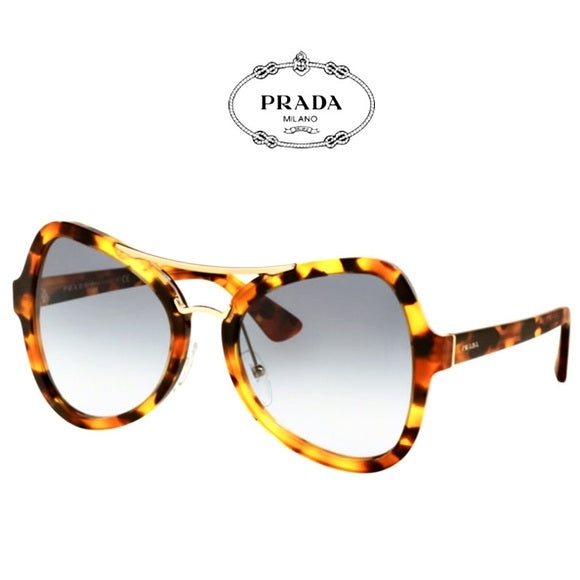 Prada Havana Tortoise Gradient Blue Lens Sunglasses