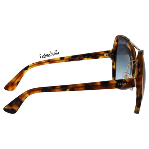 Prada Havana Tortoise Gradient Blue Lens Sunglasses