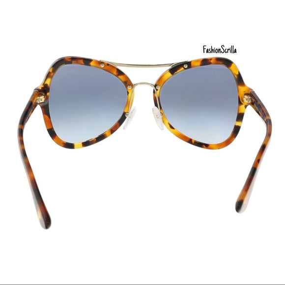 Prada Havana Tortoise Gradient Blue Lens Sunglasses