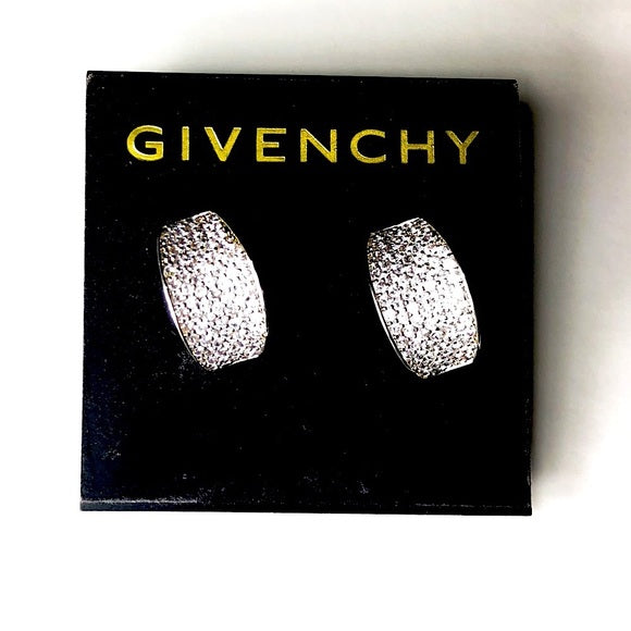 Vintage Givenchy Silver Diamanté Crystal Earrings