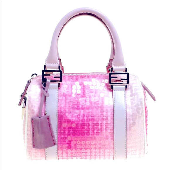 Vintage Fendi Limited Edition Pink Zucchino Sequin Mini Forever Bag