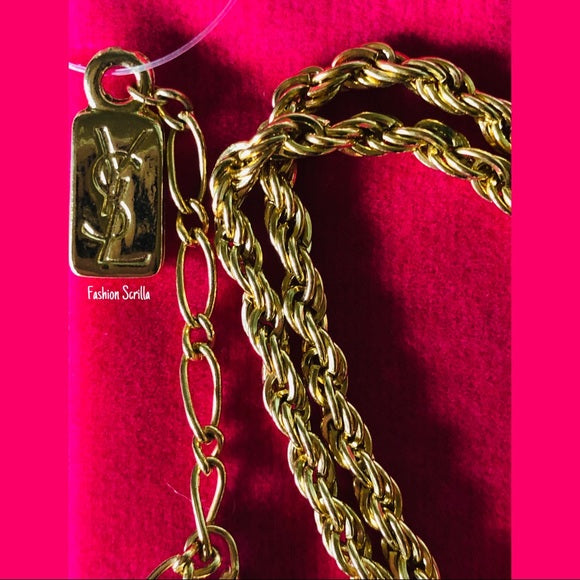 Vintage Yves Saint Laurent Archival Runway XL Heart Diamanté Swarovski Crystal Gold Pendant And Chain Necklace