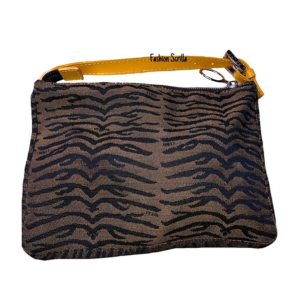 Fendi Vintage Y2K Tiger Print Canvas Mini Bag