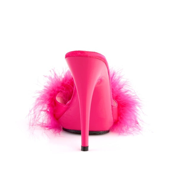 Marabou Fur Hot Pink Satin Slide Sandal