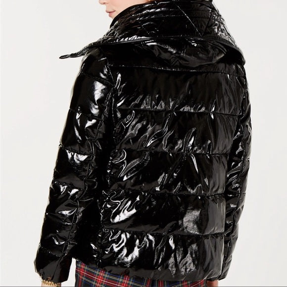 Tommy Hilfiger down filled faux patent leather Puffer coat