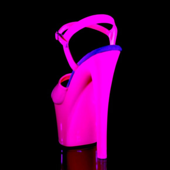 Sky High Neon UV Pink Ankle Strap Platform Sandal