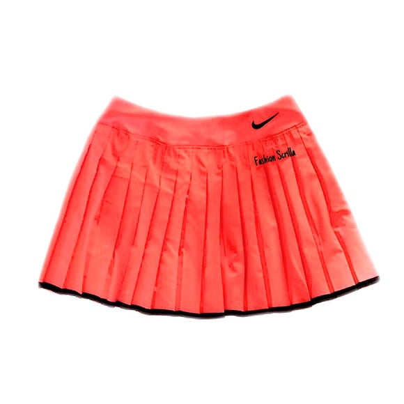 Vintage Nike Tennis Pleated Mini Sport Short Orange And Black Mini Skirt Victory Court