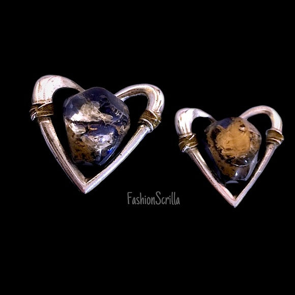 Vintage Christian Lacroix Heart jeweled earrings