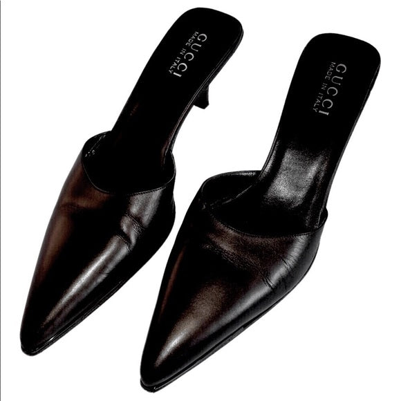 Vintage Gucci By Tom Ford Minimalist leather Mule Heels