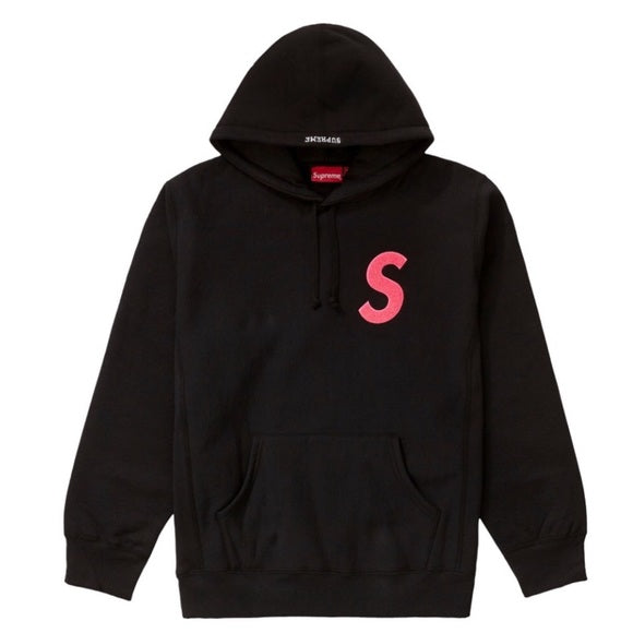 SUPREME Black & Pink Heavy Weight Logo Hoodie