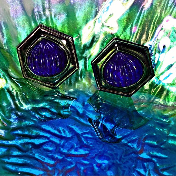 Yves Saint Laurent Vintage Natural Blue Lapiz Lazuli Earrings