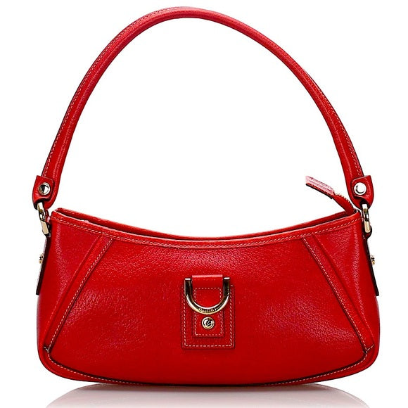 Vintage Gucci Red Leather Rolled Handle Shoulder Bag