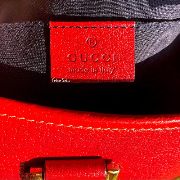 Vintage Gucci Red Leather Rolled Handle Shoulder Bag