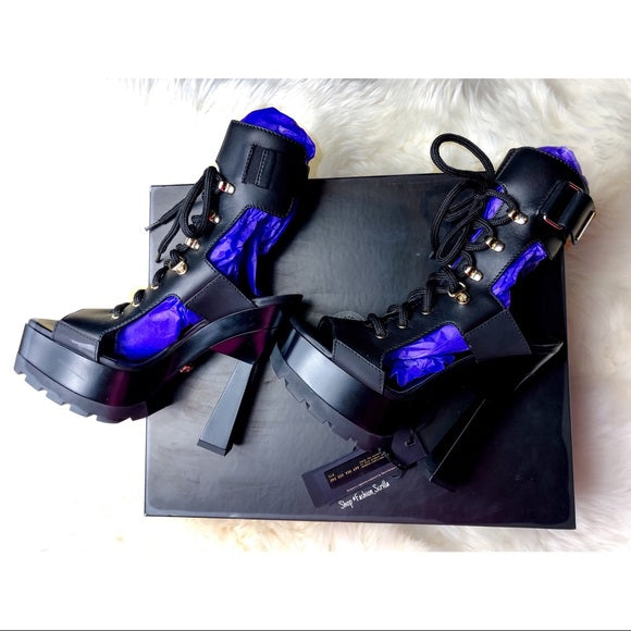 Versace Black Chunky Pyramid Platform Sandals