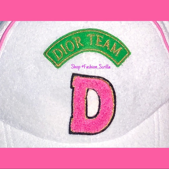 Vintage Christian Dior White Pink Green Logo Baseball Sport Cap Hat