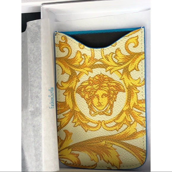 Versace Medusa Gold Blue off-white Phone Holder Card Holder Wallet