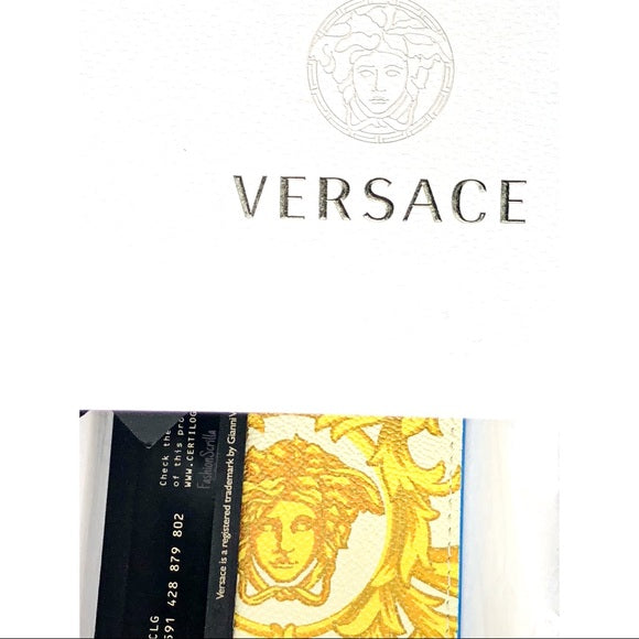 Versace Medusa Gold Blue off-white Phone Holder Card Holder Wallet