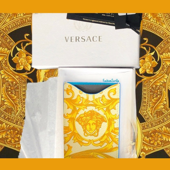 Versace Medusa Gold Blue off-white Phone Holder Card Holder Wallet