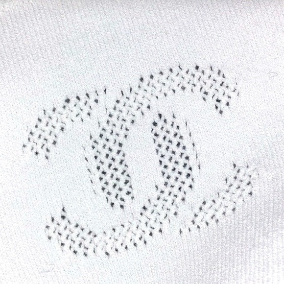 Vintage Chanel Knit Logo White Sleeveless Bodycon Mini Dress